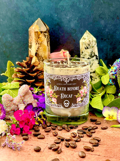 Death before Decaf Coffee Candle ~ Anita Apothecary, Coffee candle, Espresso candle, Barista gift, coffee lover gifts, Coffee Addict, Coffee