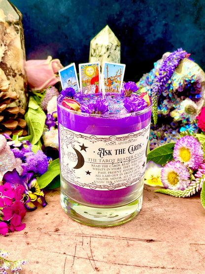 Ask the Cards ~ Tarot Reader Candle, Anita Apothecary, witch candle, spell candle, witchcraft candle, tarot deck, tarot cards, fortunes