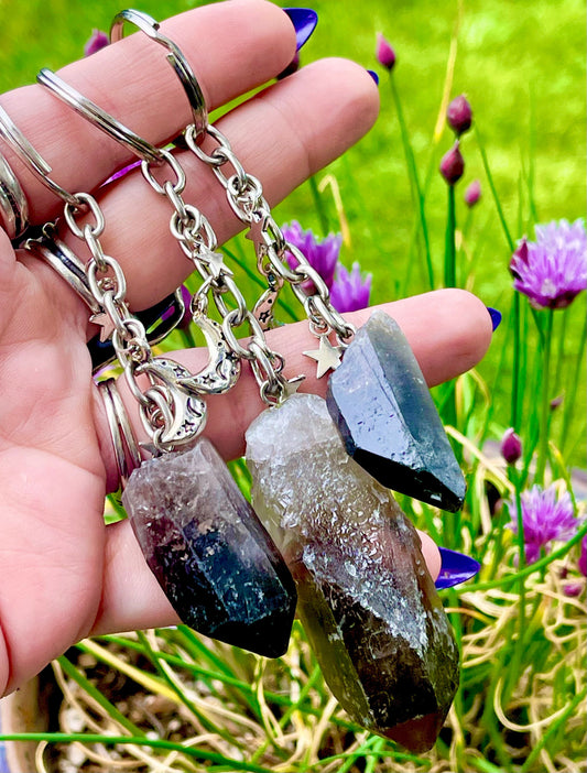 Smokey Quartz Point Keychain ~ Anita Apothecary, Amethyst keychain, Lucky charms, Witchcraft tools, witches keychain