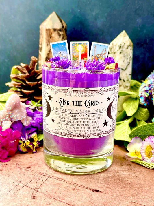 Ask the Cards ~ Tarot Reader Candle, Anita Apothecary, witch candle, spell candle, witchcraft candle, tarot deck, tarot cards, fortunes