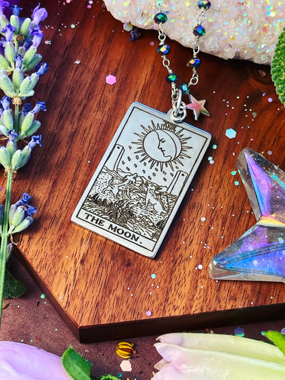 The Moon Tarot Necklace ~ Anita Apothecary, Tarot pendant, witch tarot jewelry, witch jewelry, witchcraft jewelry, tarot cards