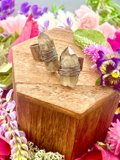 Witch of the Woods Smokey Quartz Ring | Anita Apothecary, Smokey Quartz Point Ring, Raw Crystal Jewelry, Witch Ring, Witch Jewelry