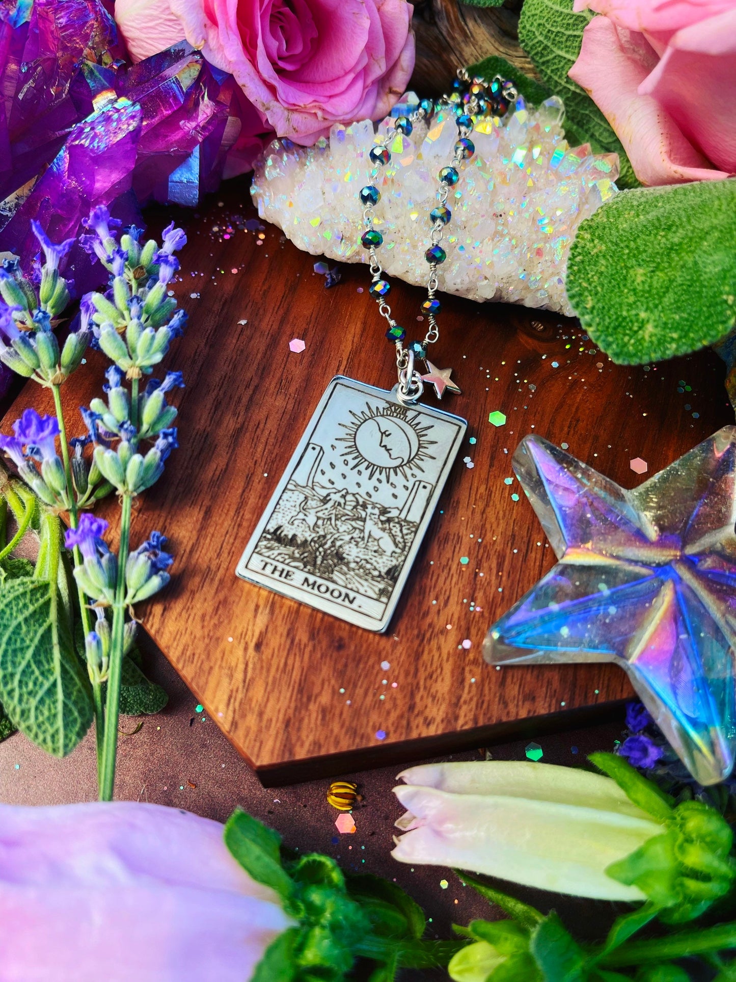 The Moon Tarot Necklace ~ Anita Apothecary, Tarot pendant, witch tarot jewelry, witch jewelry, witchcraft jewelry, tarot cards