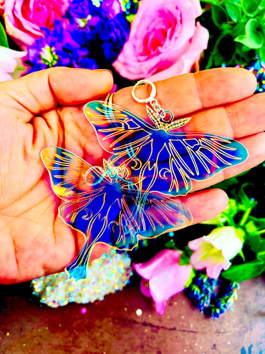 Iridescent Rainbow Luna Moth Earrings | Anita Apothecary, Luna Moth Jewelry, Luna Moths, Witch Aesthetic, Cottagecore Style