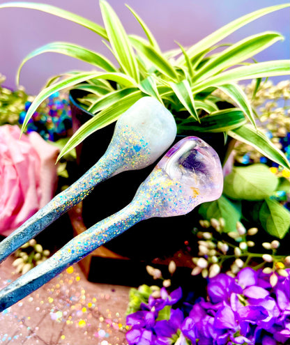 Rainbow Moonstone Plant Stake ~ Anita Apothecary, Live Houseplants, Living Houseplants, House Plants, House Plant Decor, Plant Witch